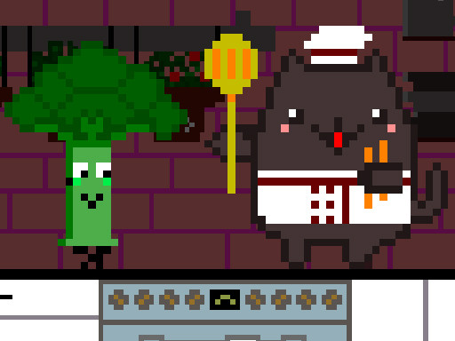image Cat Chef and Broccoli