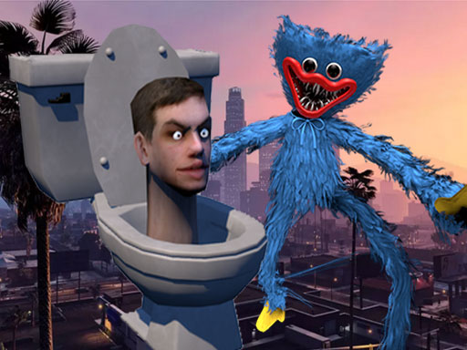 image Huggy Wuggy Fight Skibidi Toilet